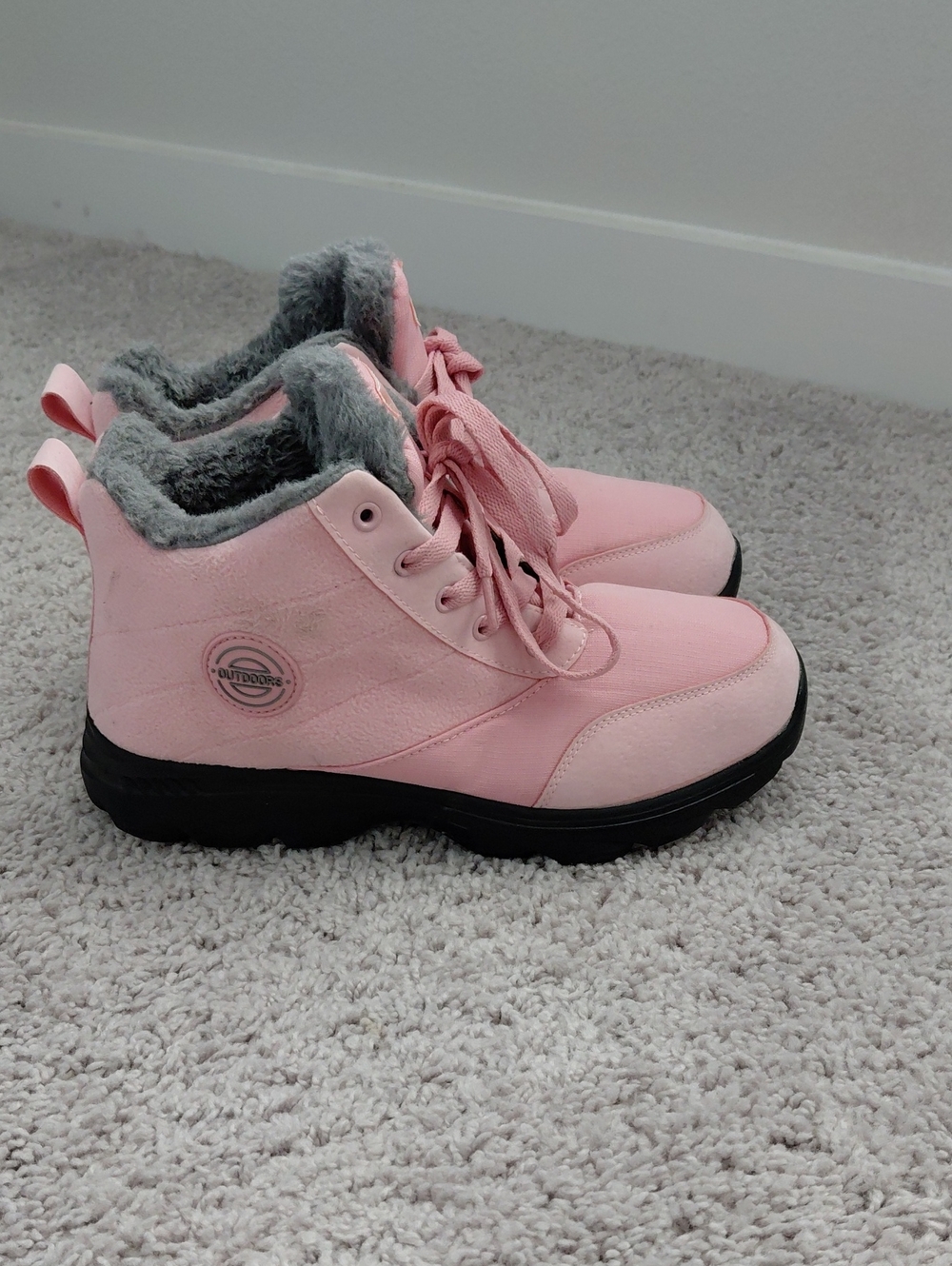 Outdoors Pink Faux-Fur Ankle Boots - Picture 1 of 4